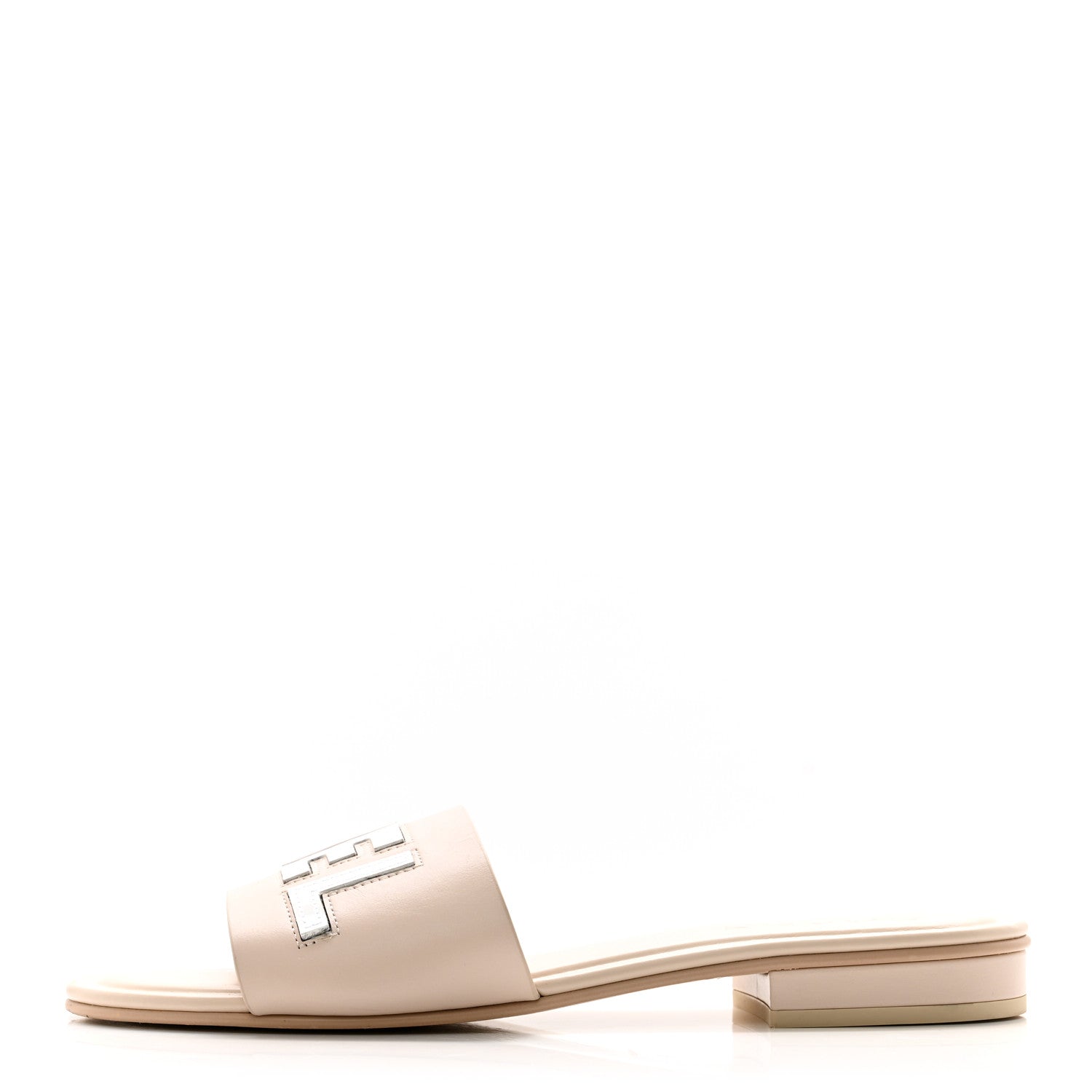 Chanel Calfskin Patent Calfskin Logo Mules 38.5 Beige 1 of 9