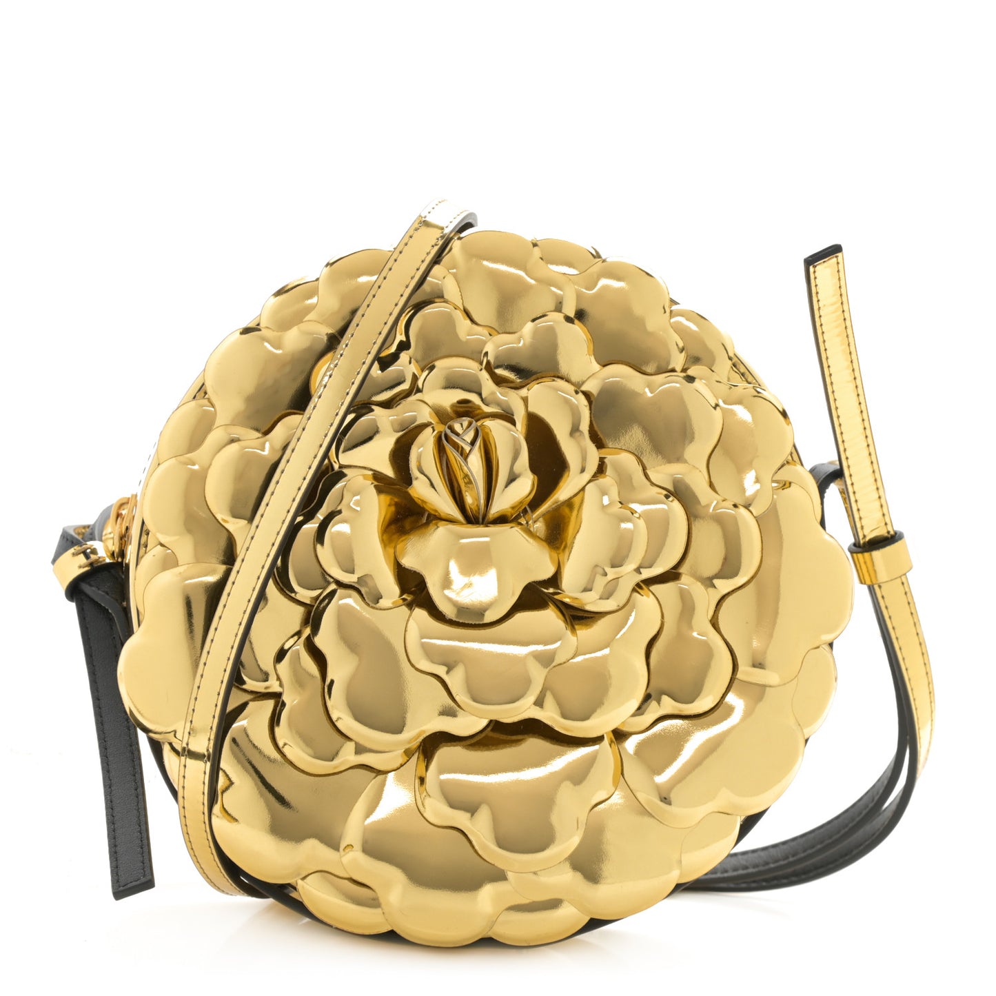 Metallic Nappa Atelier 03 Rose Edition Round Crossbody Bag Antique Brass