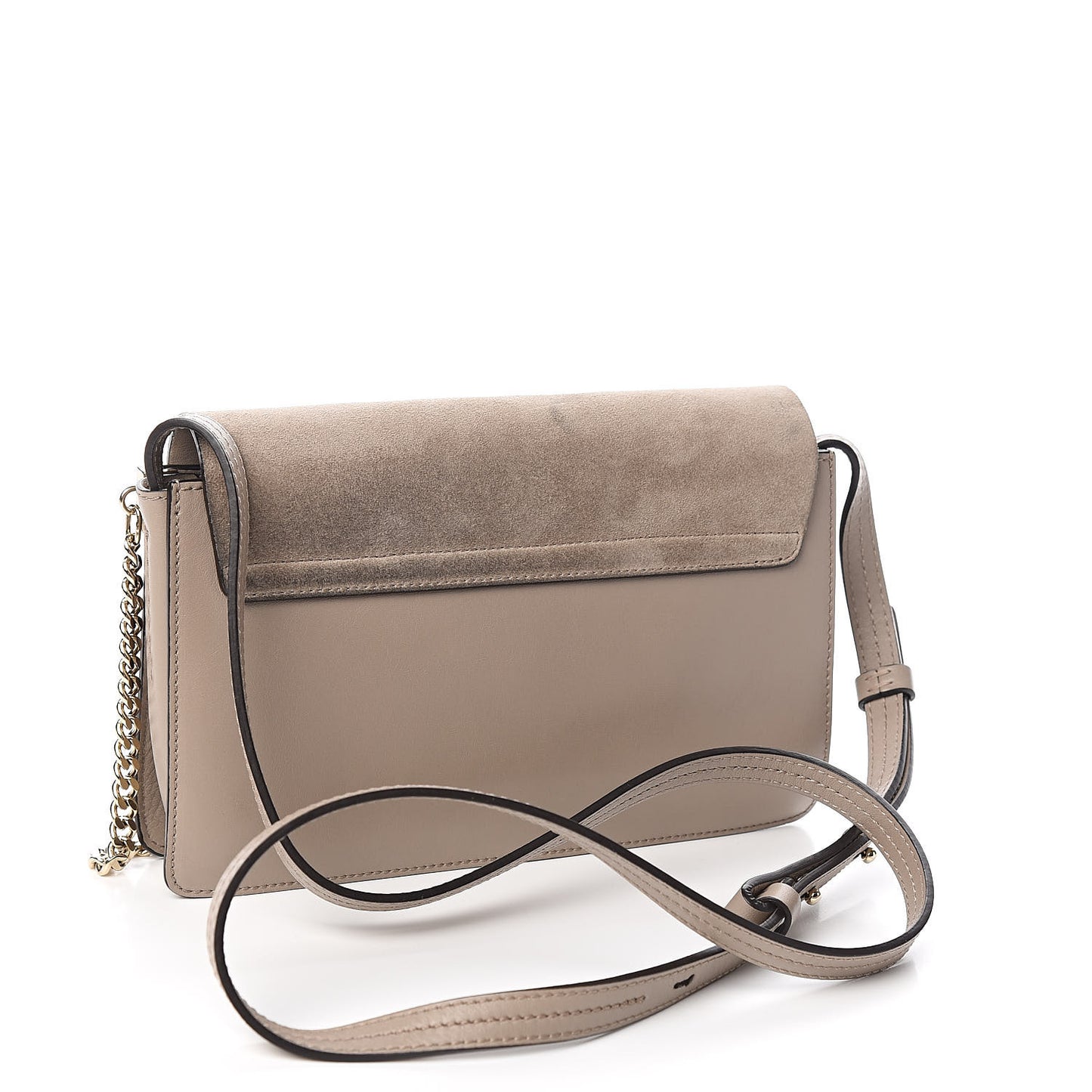 Suede Calfskin Small Faye Shoulder Bag Motty Grey
