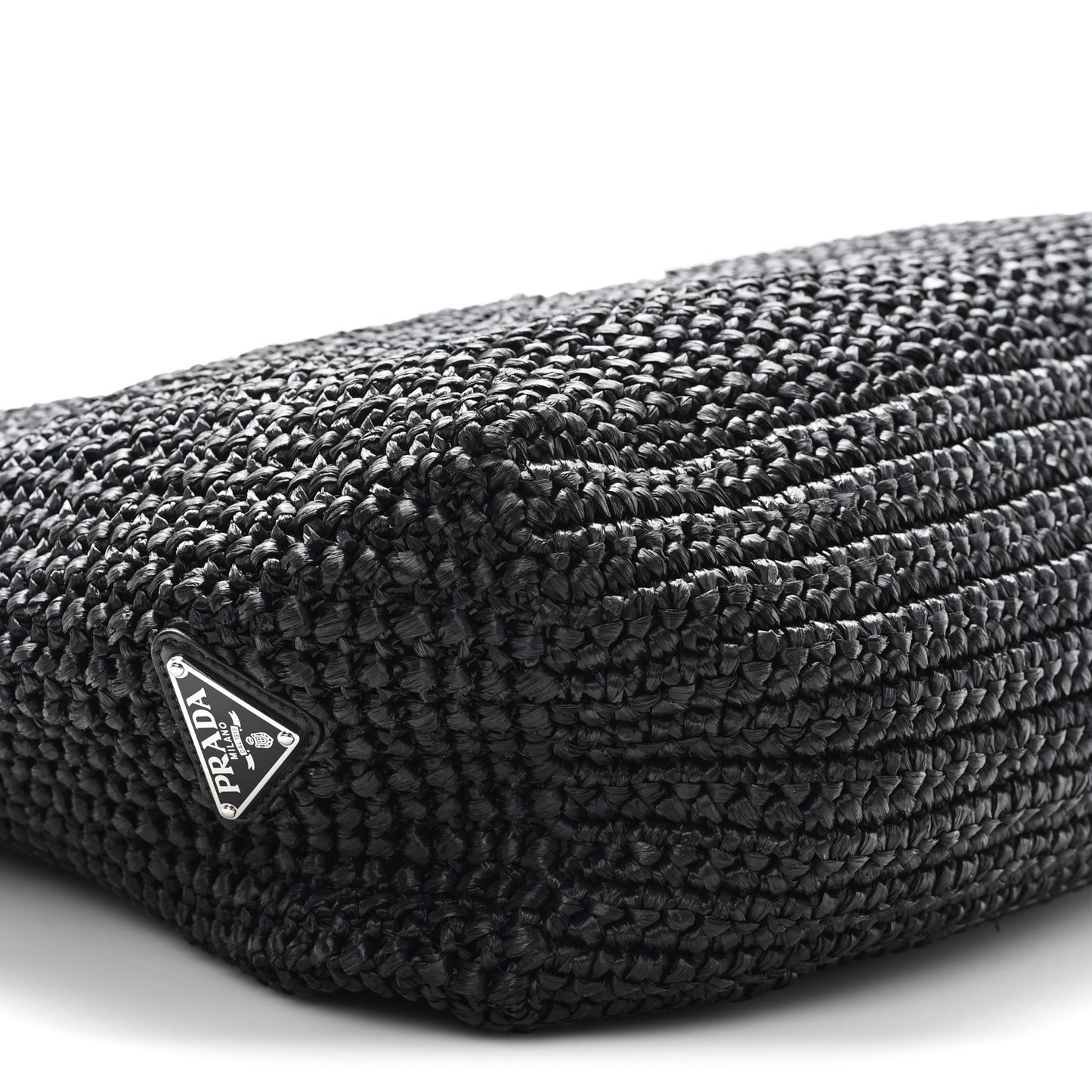 Yarn Raffia Effect Crochet Logo Tote Black