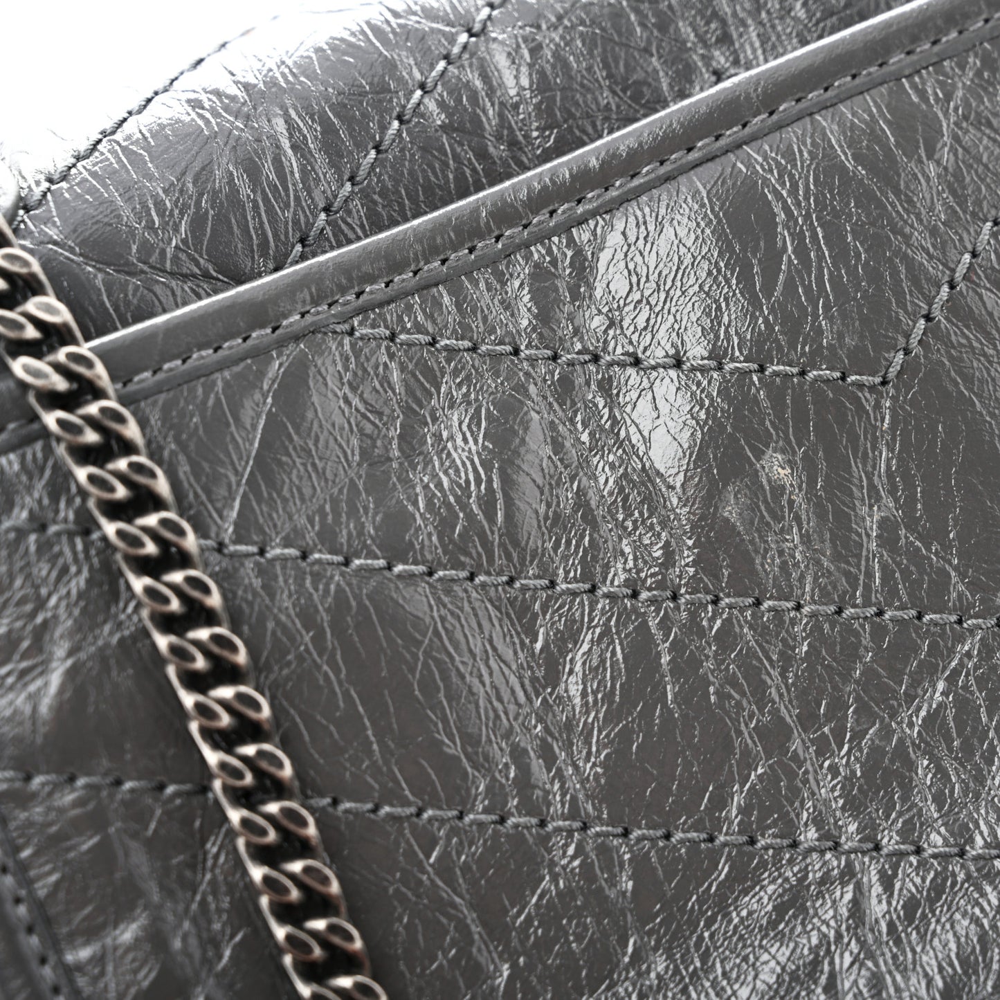 Crinkled Calfskin Matelasse Monogram Baby Niki Chain Satchel Storm