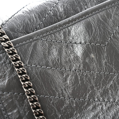 Saint Laurent Crinkled Calfskin Matelasse Monogram Baby Niki Chain Satchel Storm 11 of 13