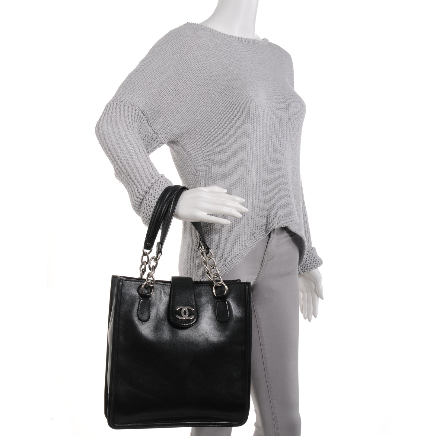 Calfskin Open Tote Black