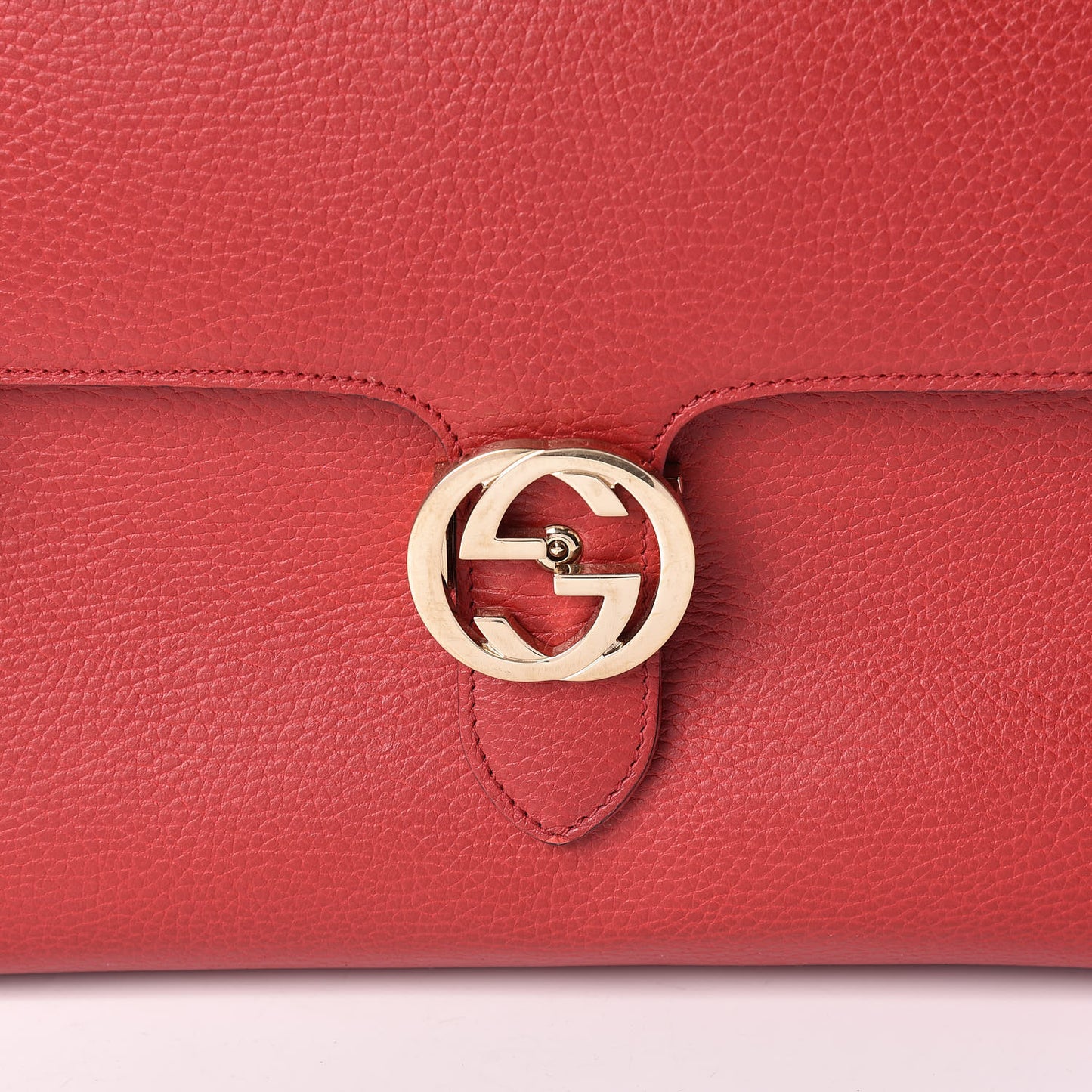 Dollar Calfskin Medium Interlocking G Top Handle Shoulder Bag Red