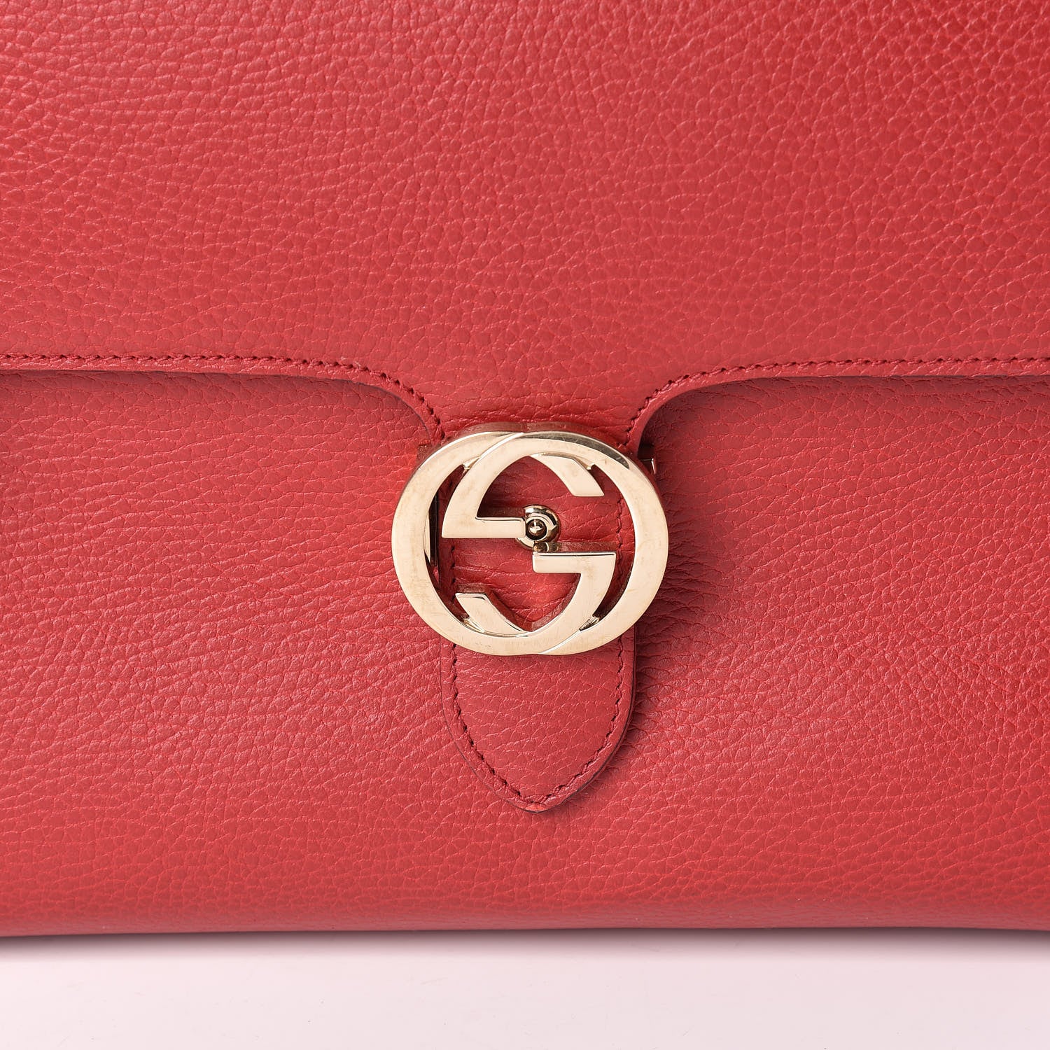 Gucci Dollar Calfskin Medium Interlocking G Top Handle Shoulder Bag Red 8 of 12