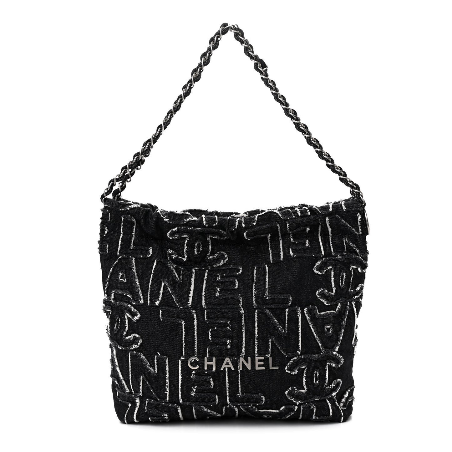 Denim Patchwork Quilted Chanel 22 Black
