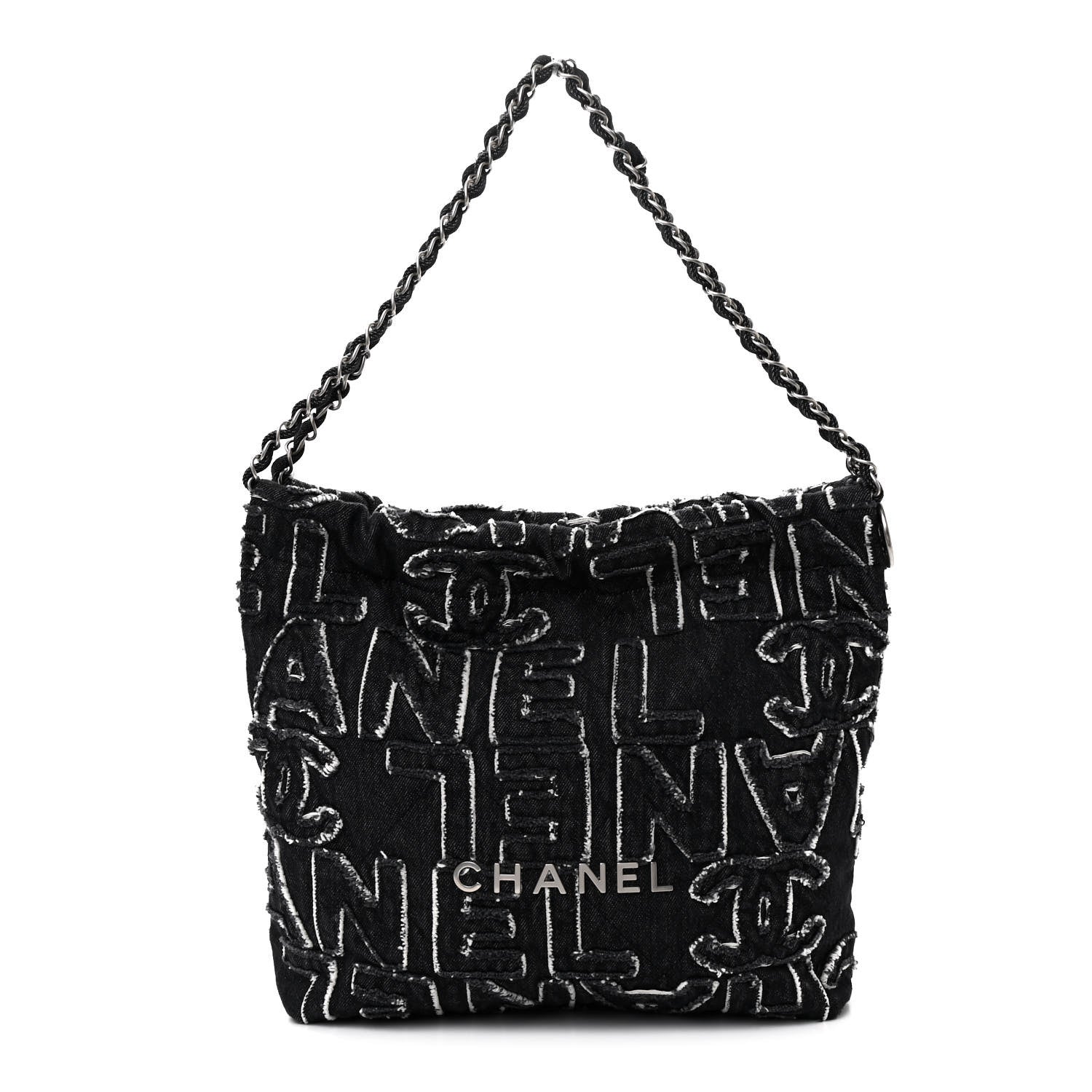 Chanel Denim Patchwork Quilted Chanel 22 Black 1 of 12