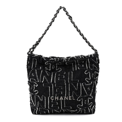 Chanel Denim Patchwork Quilted Chanel 22 Black 1 of 12