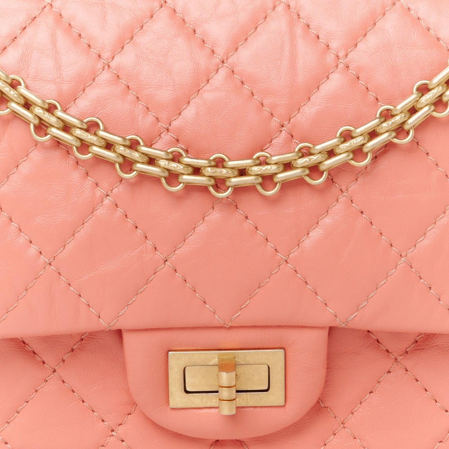 Aged Calfskin Quilted 2.55 Reissue 225 Flap Pink