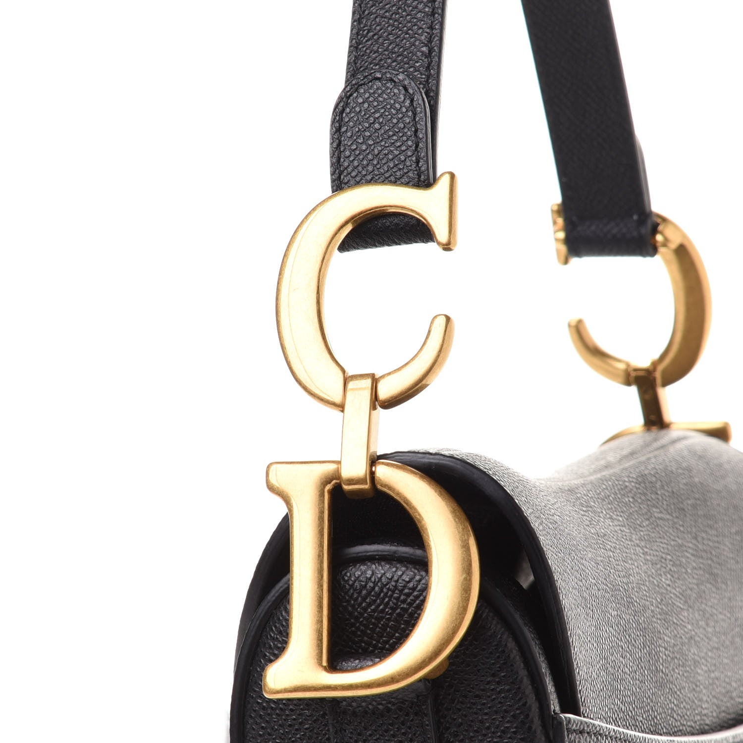Christian Dior Grained Calfskin Saddle Bag Black 9 of 12