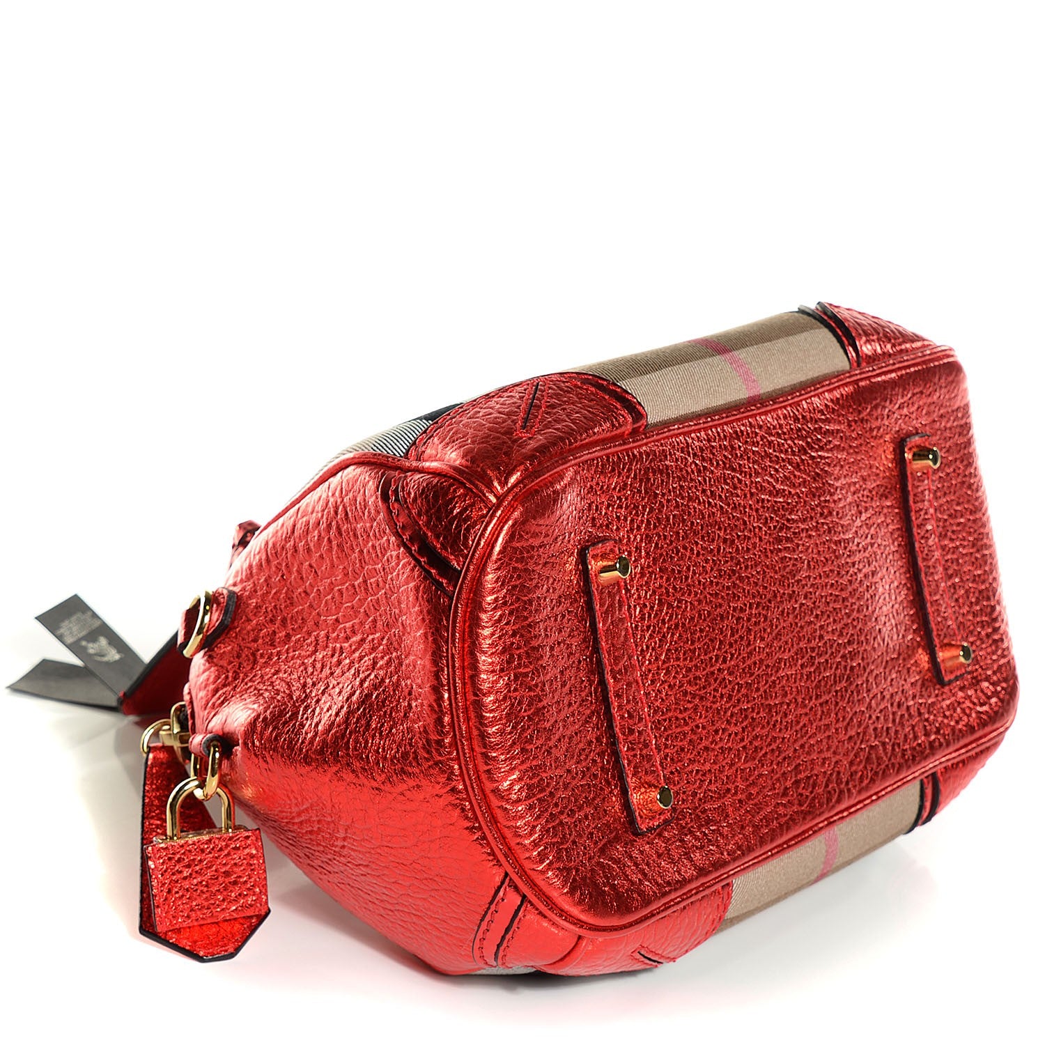 Burberry Prorsum House Check Calfskin Small Blaze Satchel Metallic Cadmium Red 4 of 11