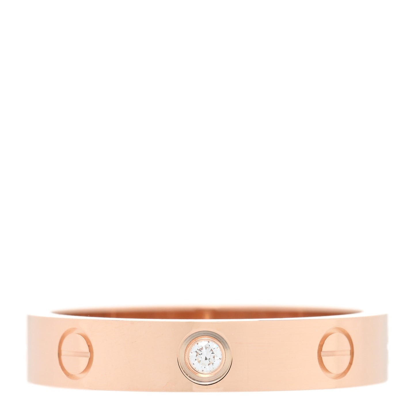 18K Pink Gold Diamond 4mm LOVE Wedding Band Ring 56 7.5