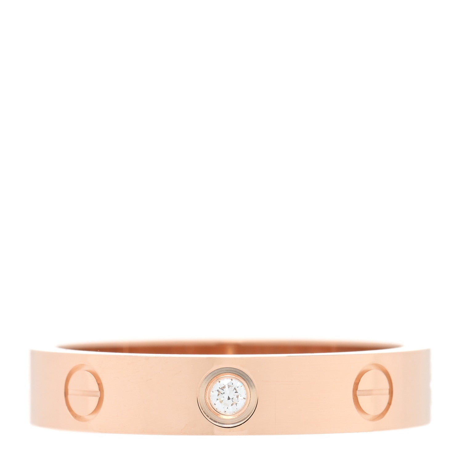 Cartier 18K Pink Gold Diamond 4mm LOVE Wedding Band Ring 56 7.5 1 of 5