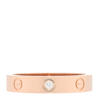 Cartier 18K Pink Gold Diamond 4mm LOVE Wedding Band Ring 56 7.5 1 of 5