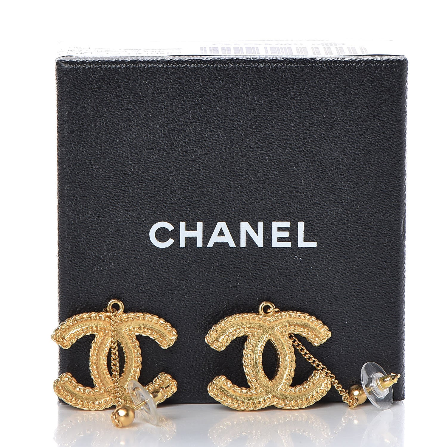 Chanel CC Drop Earrings Matte Gold 5 of 5