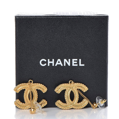 Chanel CC Drop Earrings Matte Gold 5 of 5