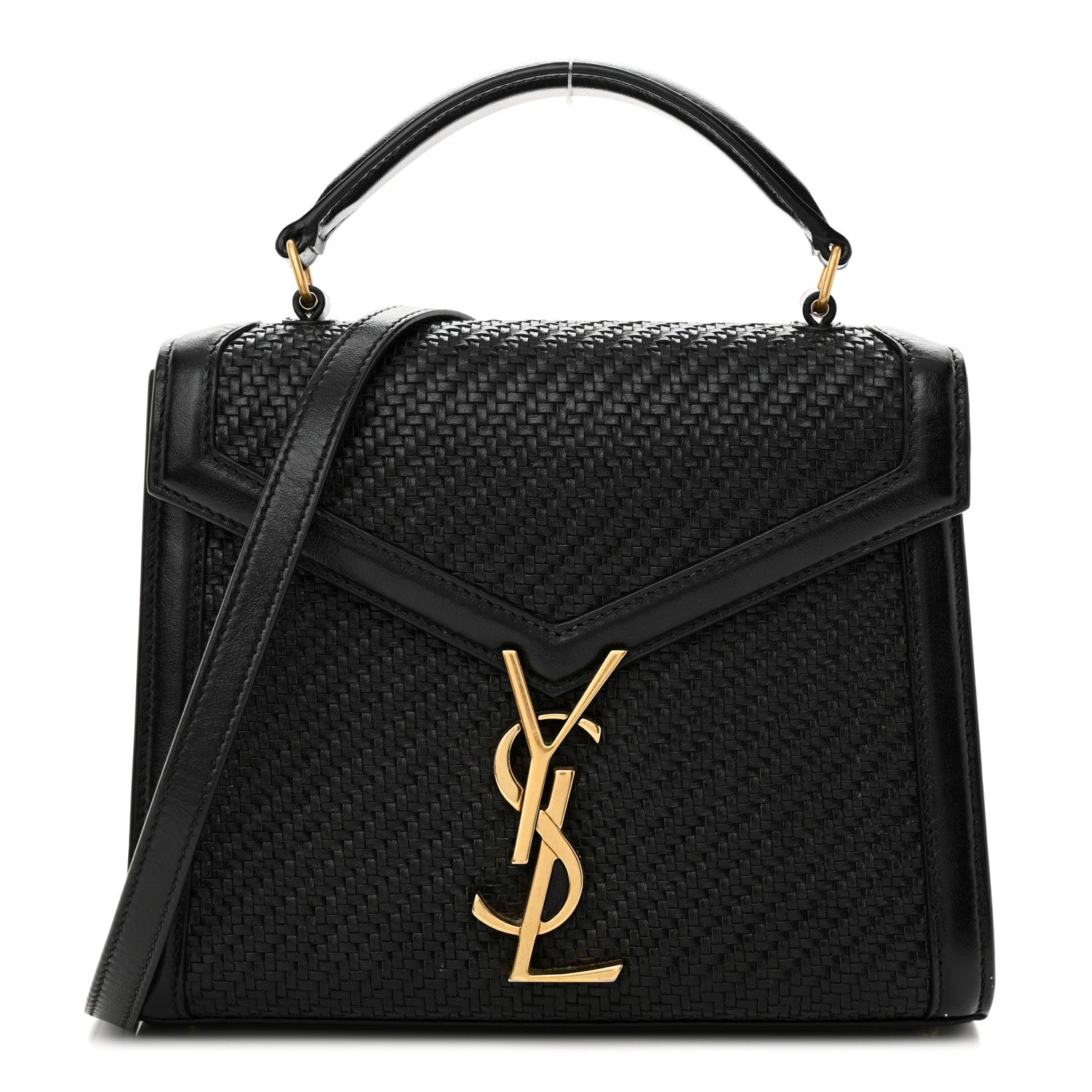 Saint Laurent Calfksin Woven Mini Classic Monogram Cassandra Top Handle Black 1 of 14