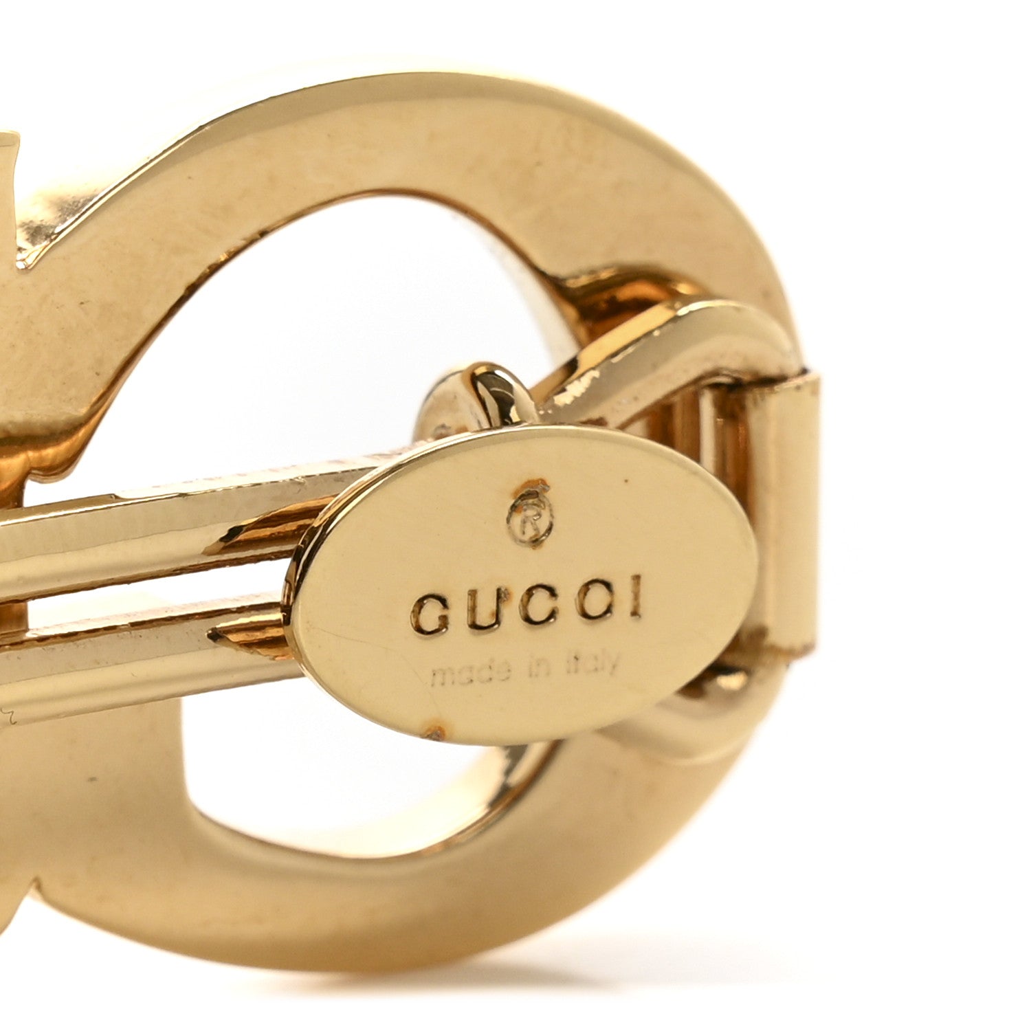 Gucci Metal Crystal Logo Hair Barrette Gold 3 of 4