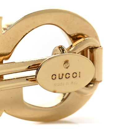 Gucci Metal Crystal Logo Hair Barrette Gold 3 of 4
