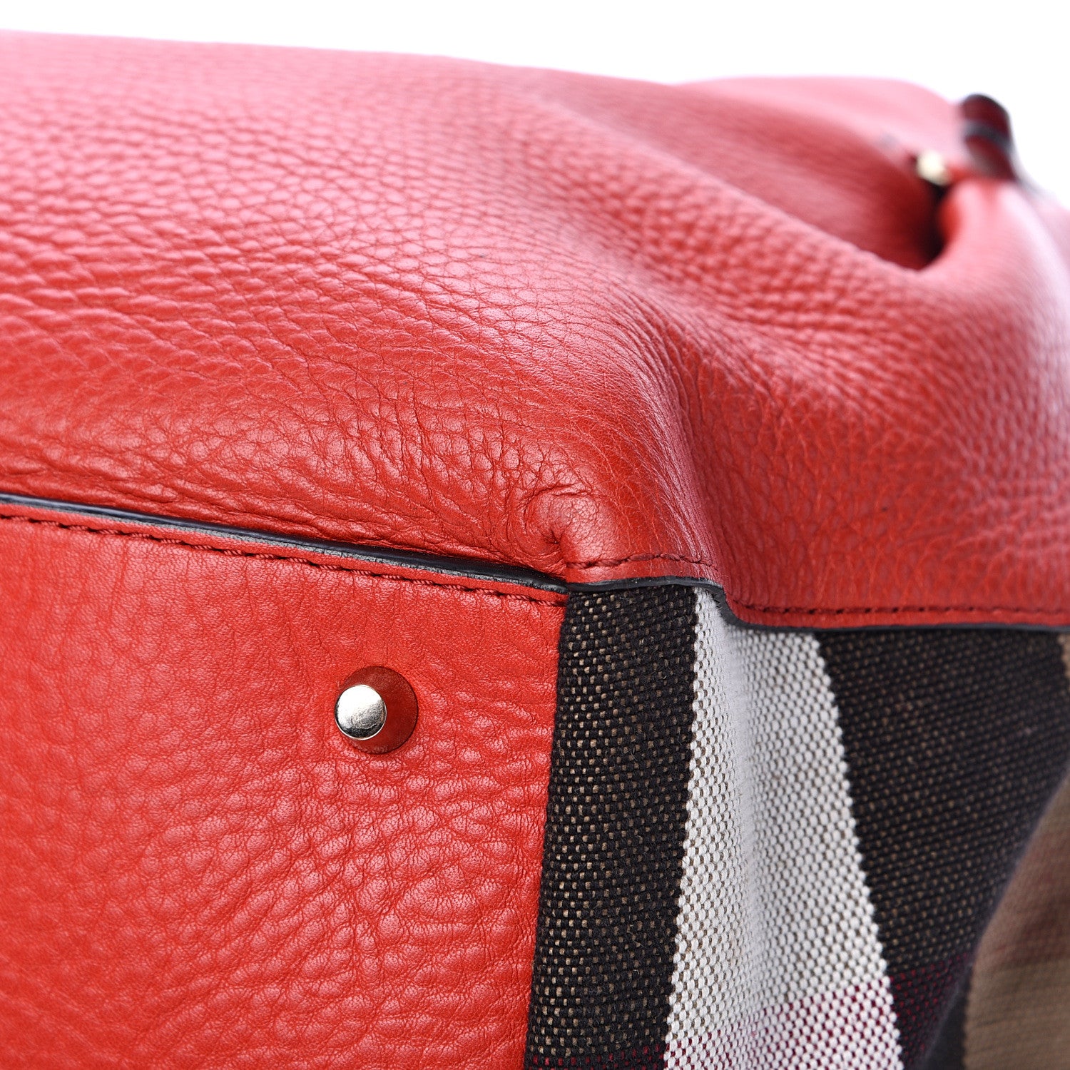 Burberry Grainy Calfskin House Check Medium Maidstone Red 10 of 15