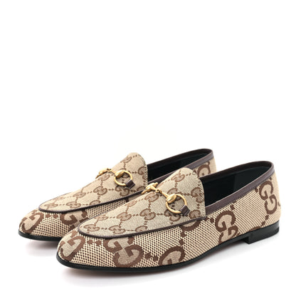 Gucci Monogram Jumbo GG Malaga Kid Horsebit Womens Jordaan Loafers 36 Beige Ebony New Acero 4 of 10