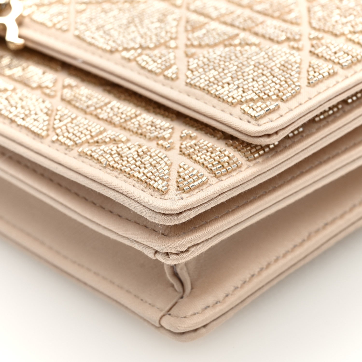 Christian Dior Calfskin Technical Fabric Beaded Embroidered Cannage Mini My Dior Top Handle Clutch Caramel Beige 9 of 9
