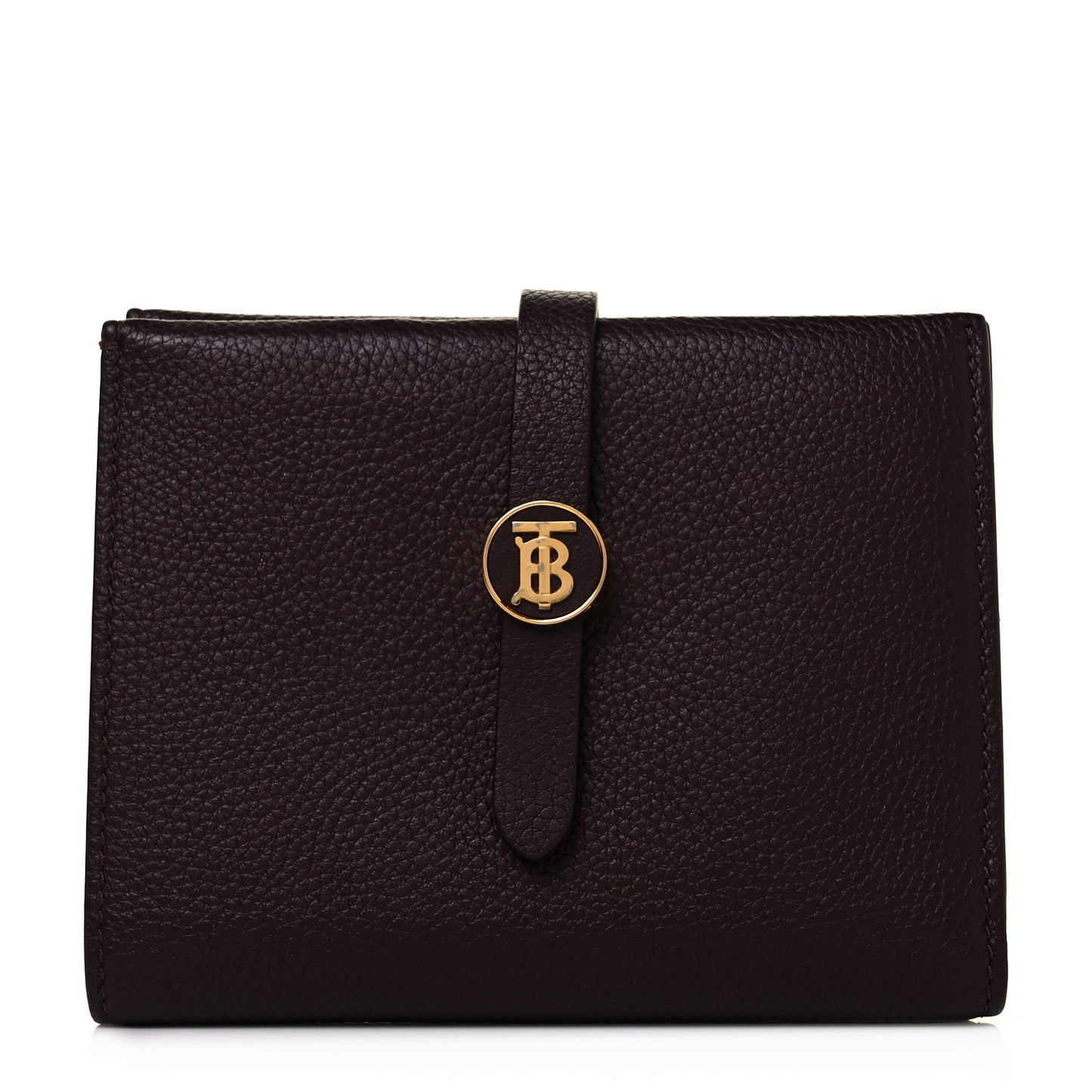 Grainy Calfskin Monogram Motif Folding Wallet Brown