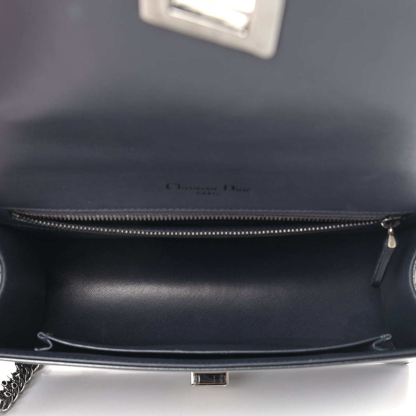 Metallic Calfskin Micro-Cannage Medium Diorama Flap Bag Graphite