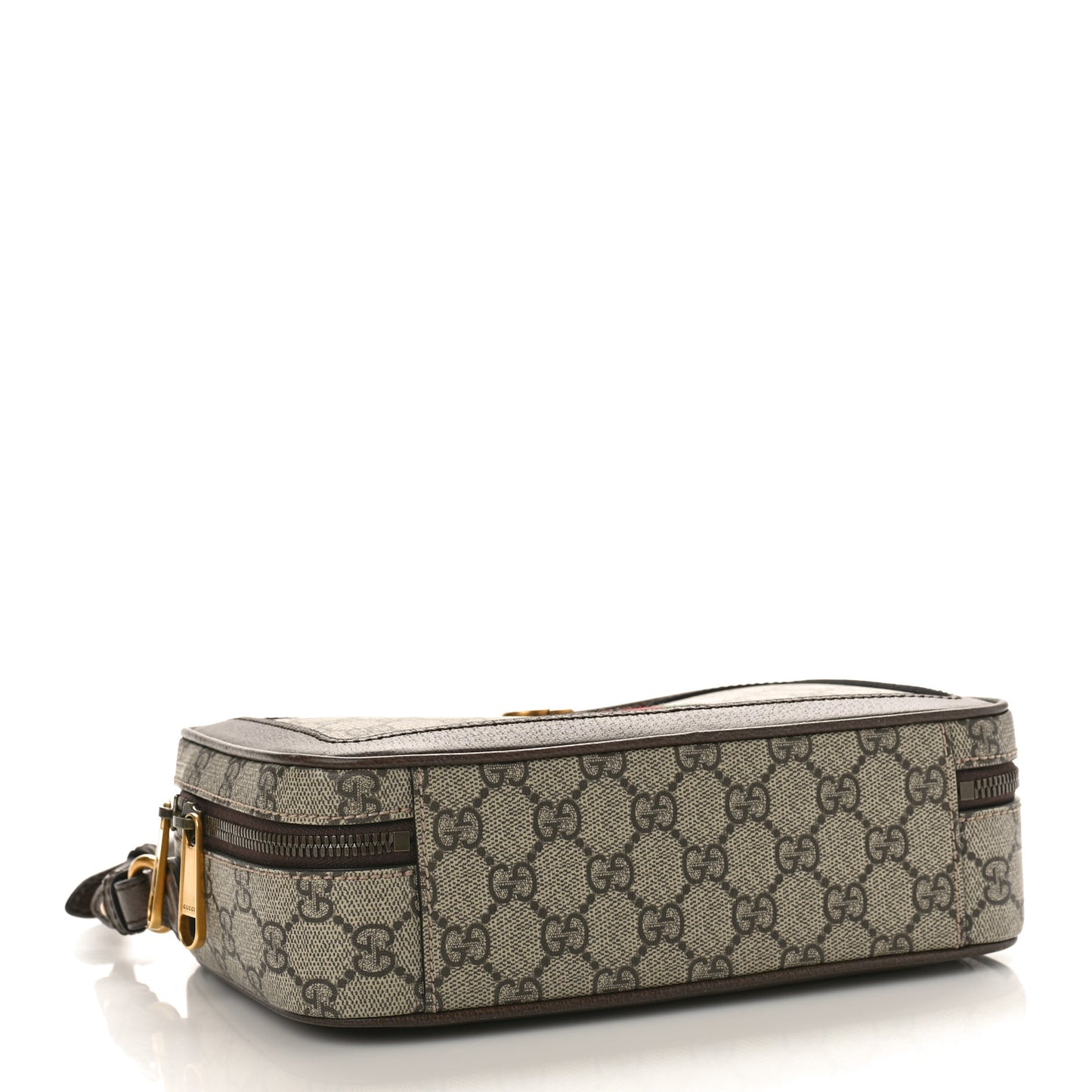 GG Supreme Monogram Web Small Ophidia Top Handle Shoulder Bag Brown