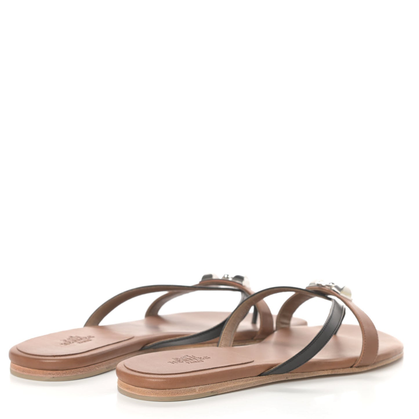Calfskin Corfou Sandals 36 Naturel Black