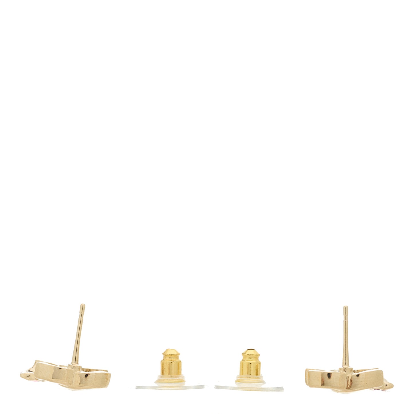 Metal Crystal CC Star Stud Earrings Gold Pink