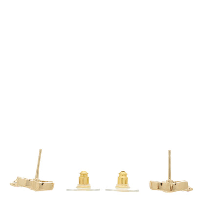 Chanel Metal Crystal CC Star Stud Earrings Gold Pink 3 of 4