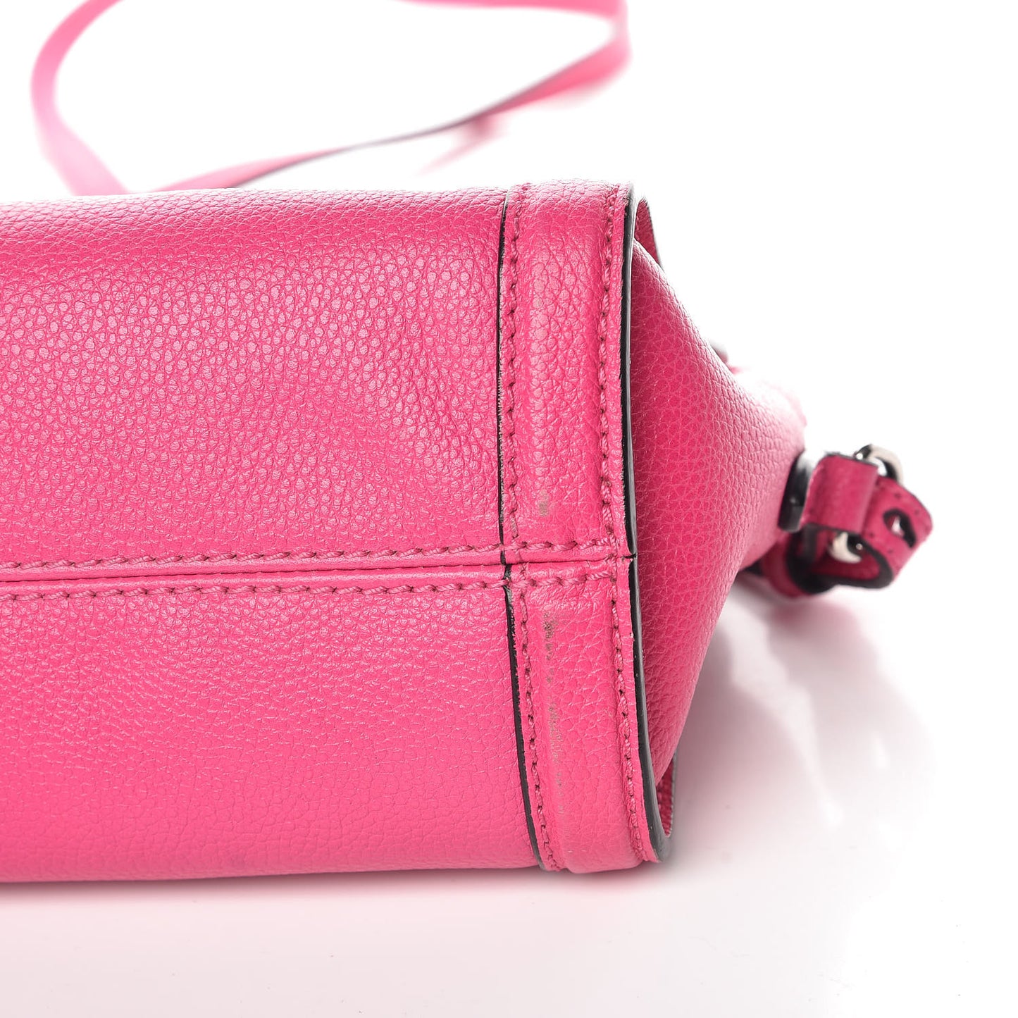 Grainy Calfskin Mini Padlock Zip Satchel Pink