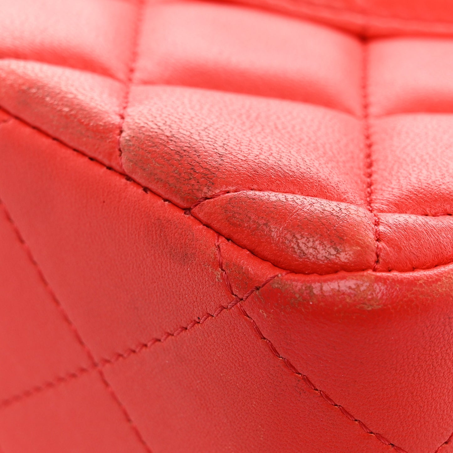 Lambskin Quilted Jumbo Double Flap Red