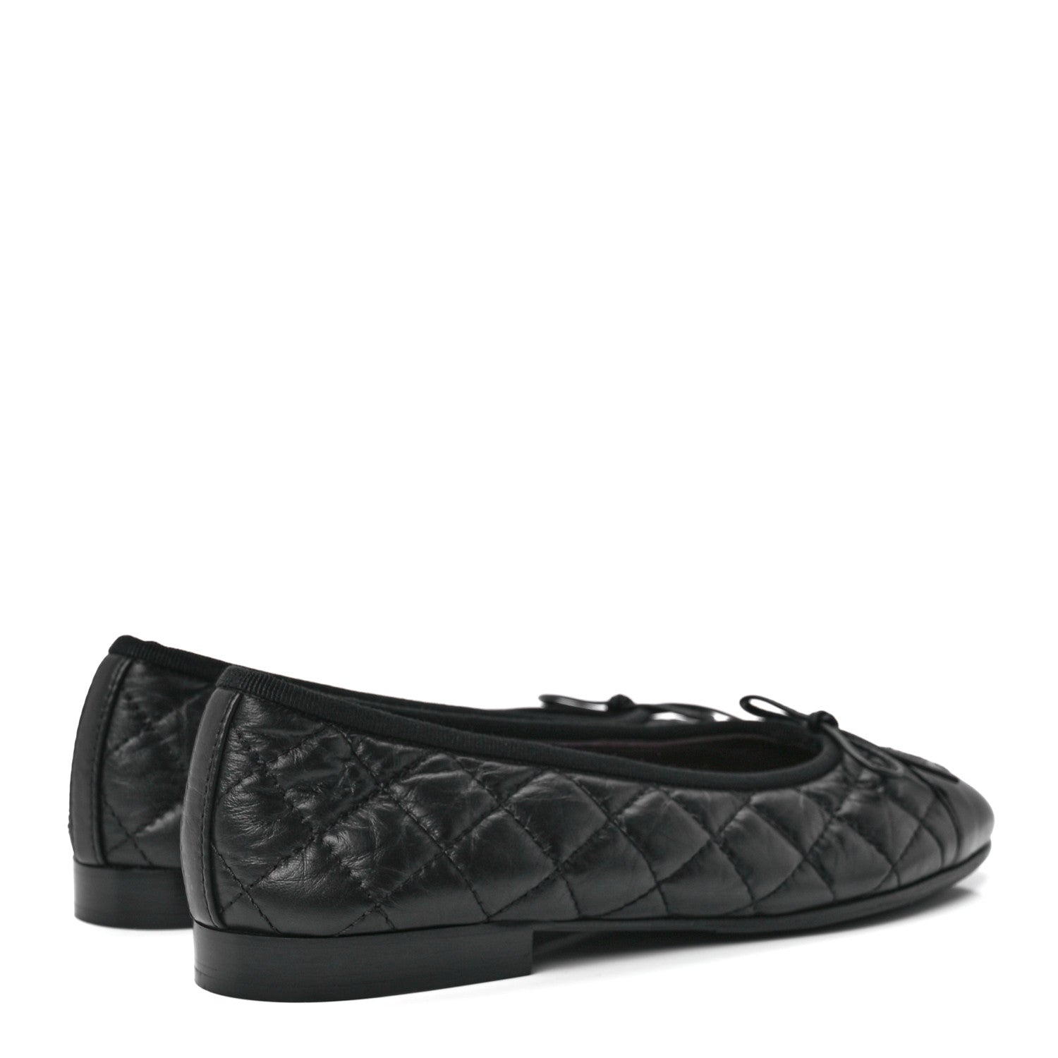 Chanel Aged Calfskin Quilted CC Cap Toe Ballerina Flats 36 Black 4 of 8
