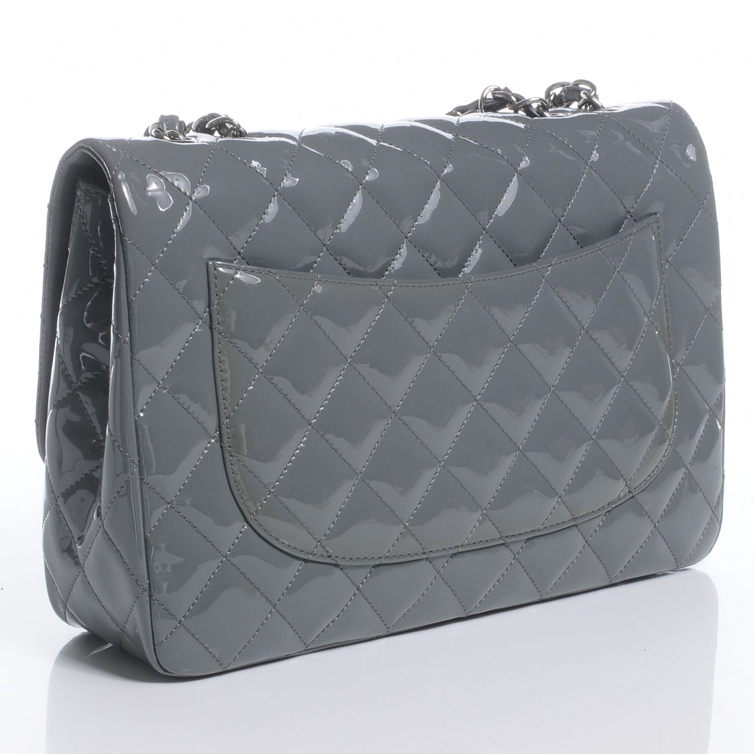 Chanel Patent Jumbo Single Flap Grey 3 of 9