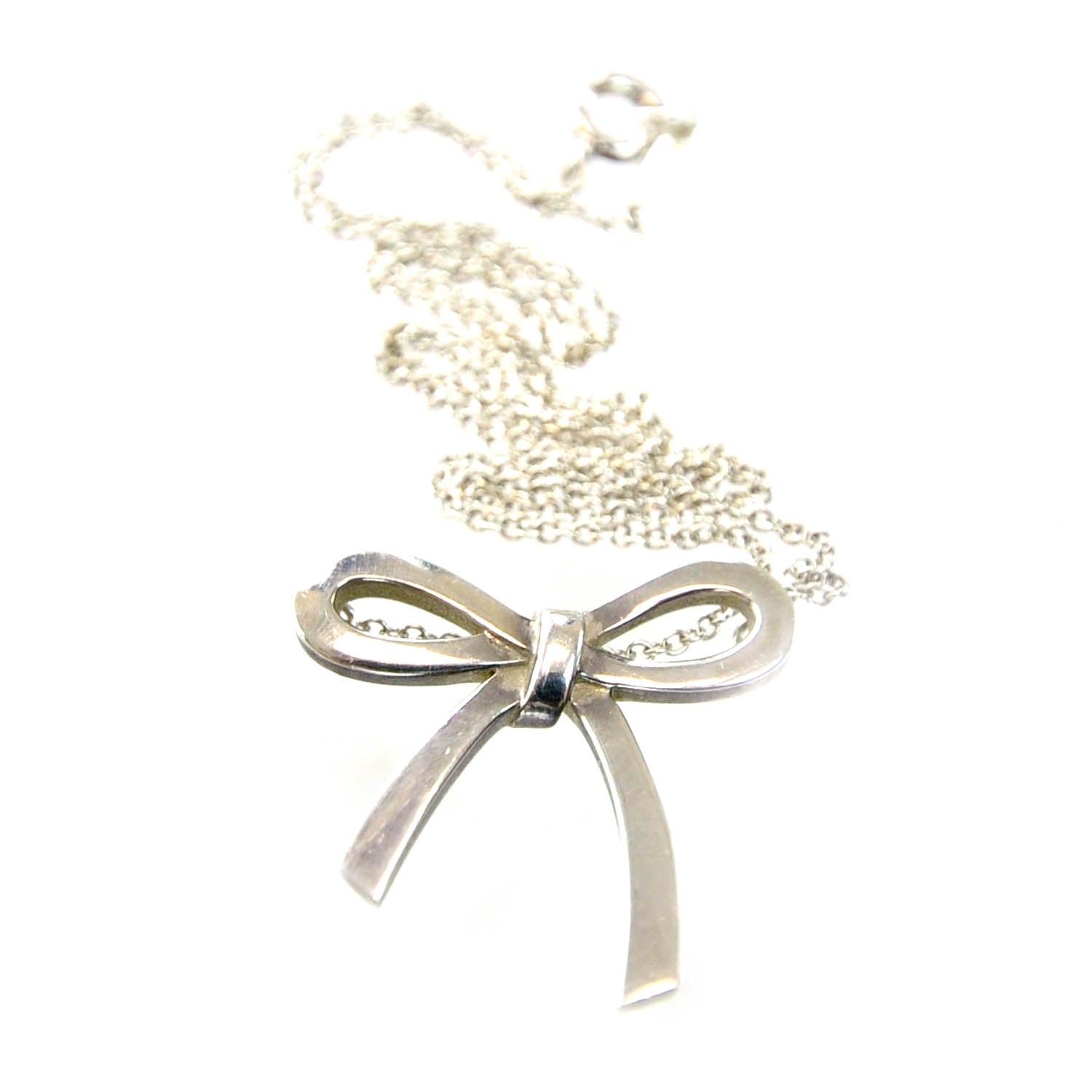 Tiffany Sterling Silver Bow Pendant Necklace 1 of 2