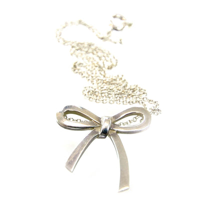 Tiffany Sterling Silver Bow Pendant Necklace 1 of 2