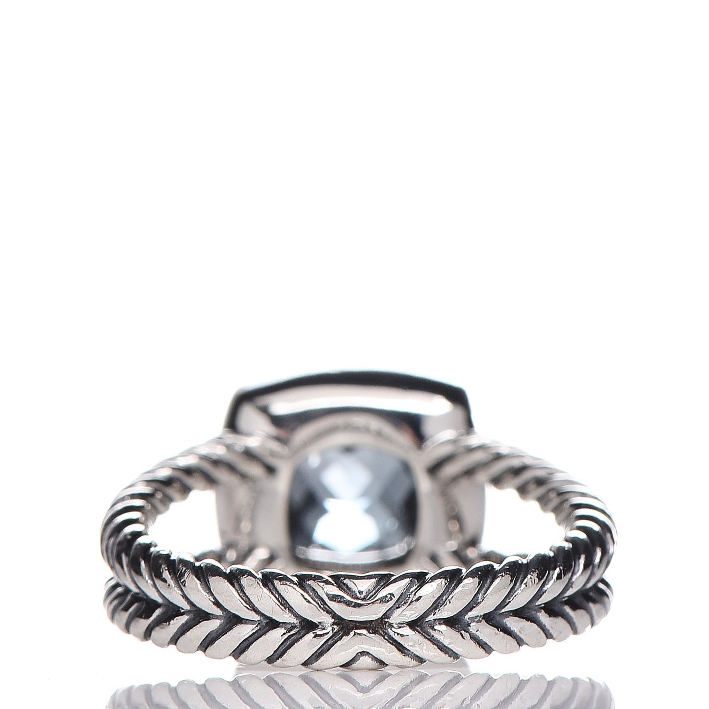 Sterling Silver Diamond Blue Topaz 7mm Petite Albion Ring 51 5.75