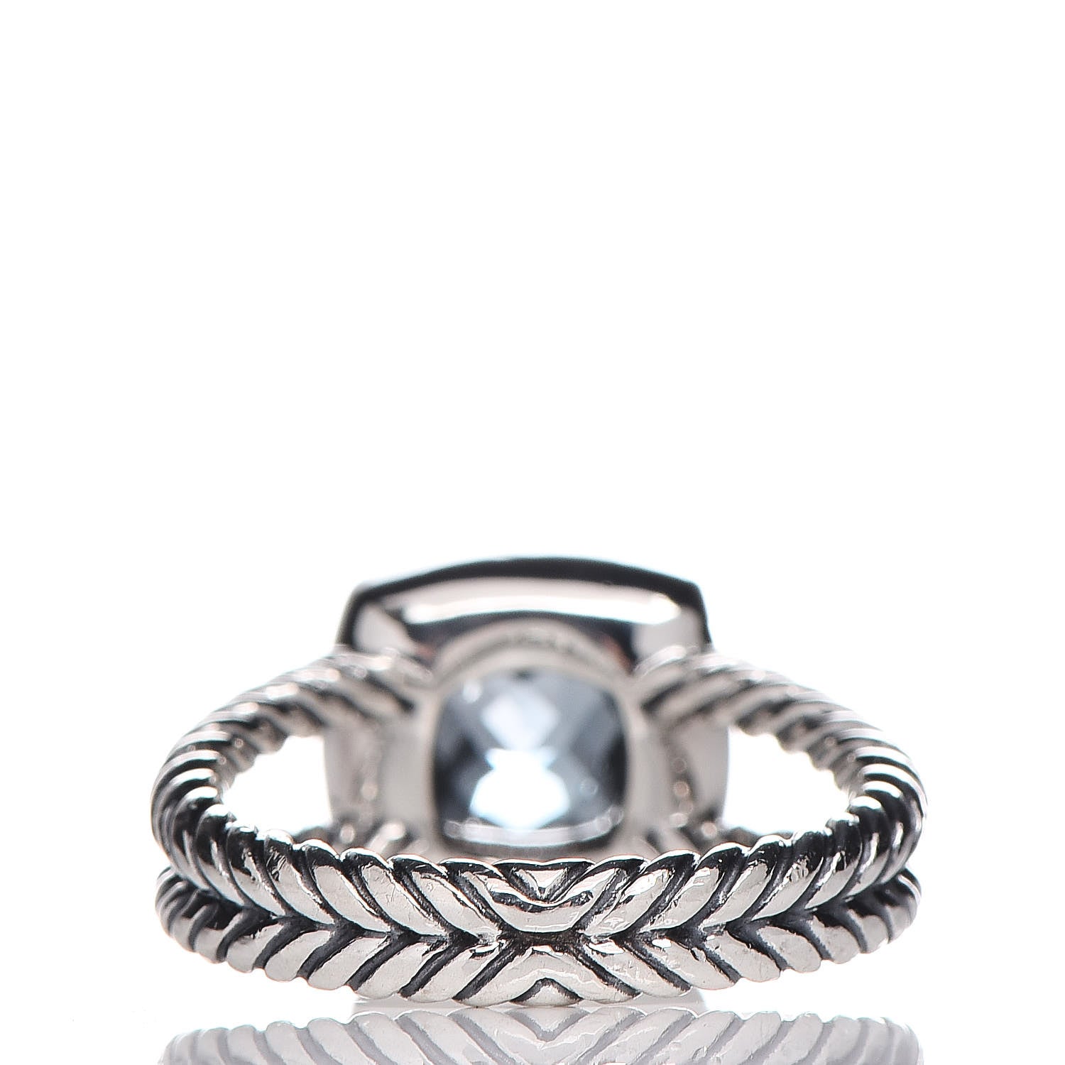 David Yurman Sterling Silver Diamond Blue Topaz 7mm Petite Albion Ring 51 5.75 4 of 5