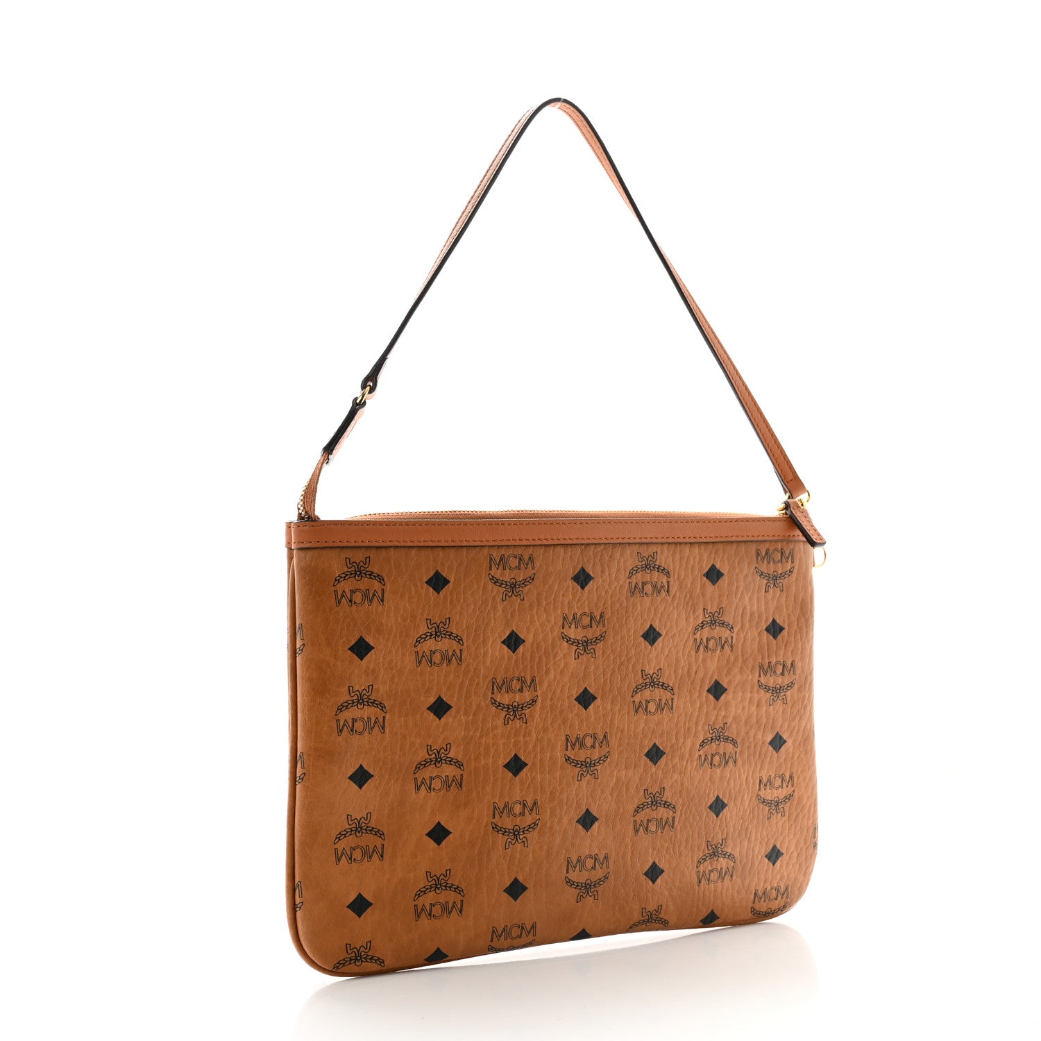 MCM Visetos Liz Shopper Tote Pouch Cognac 3 of 11
