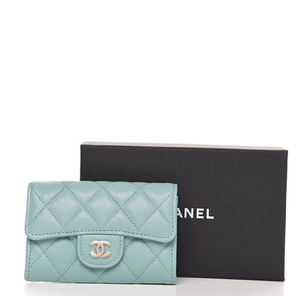 Chanel Iridescent Caviar Quilted Flap Card Holder Wallet Light Blue 8 of 8