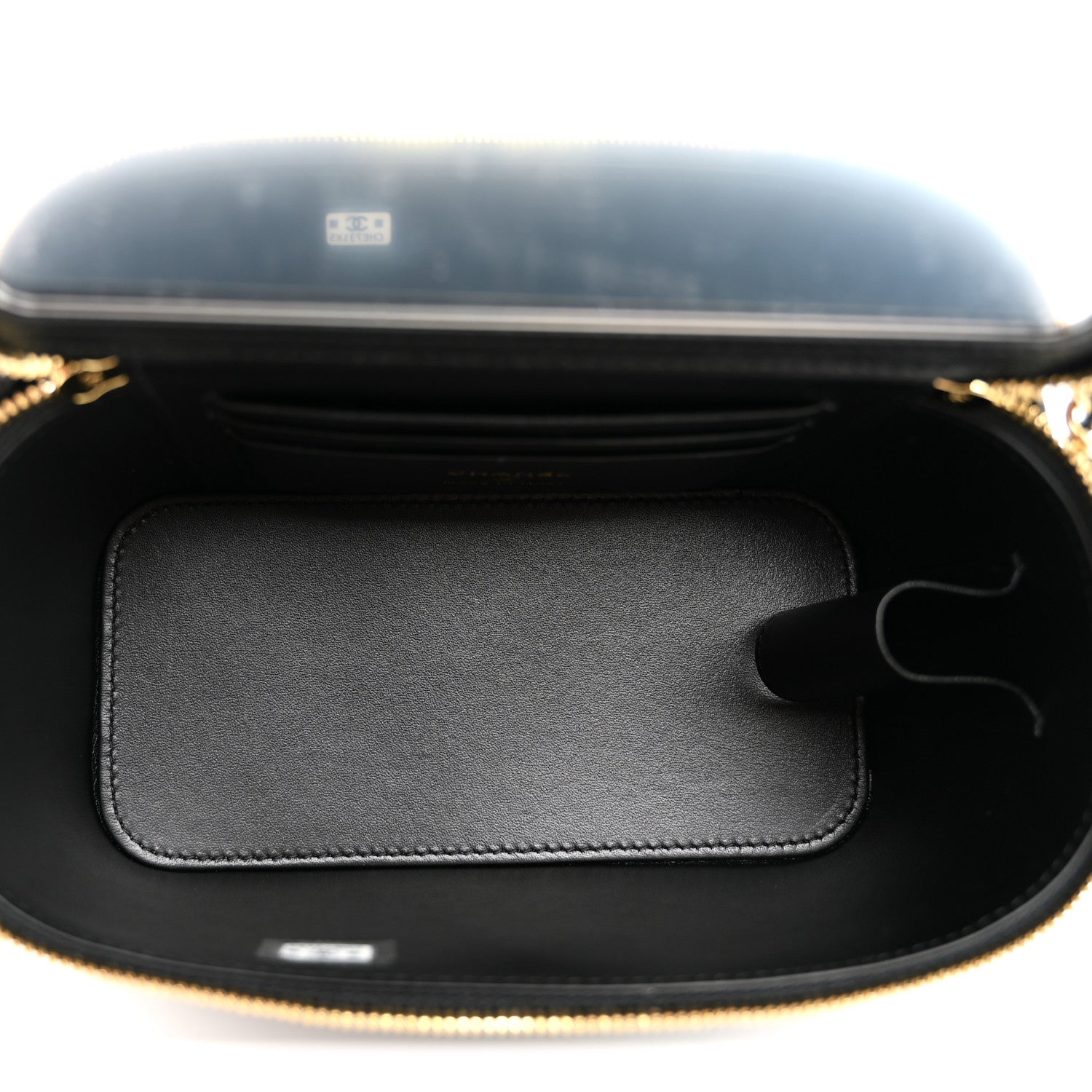 Chanel Calfskin Crocodile Embossed Crococo Small Top Handle Vanity Case With Chain Black 5 of 10