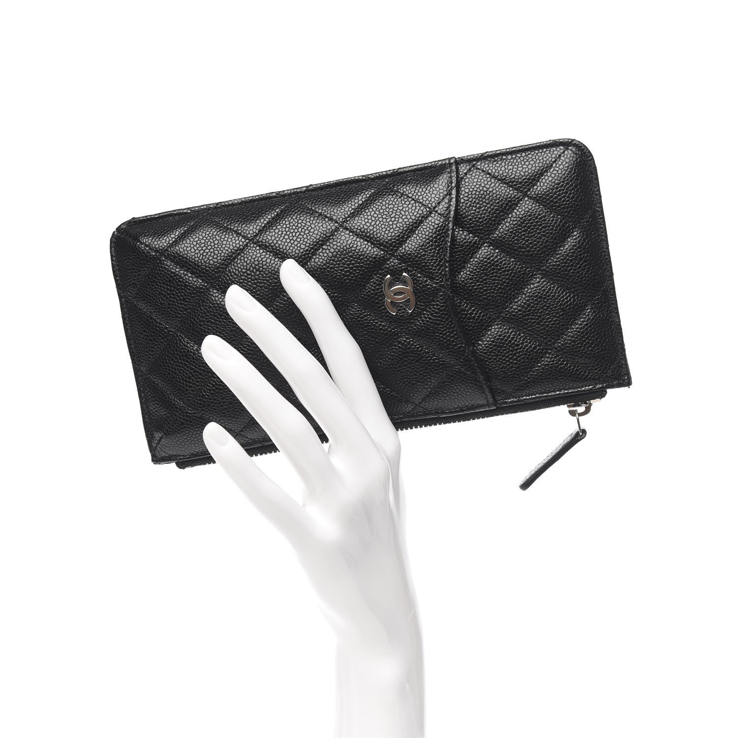 Chanel Caviar Quilted Classic Flat Wallet Pouch Black 2 of 8