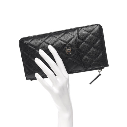 Chanel Caviar Quilted Classic Flat Wallet Pouch Black 2 of 8