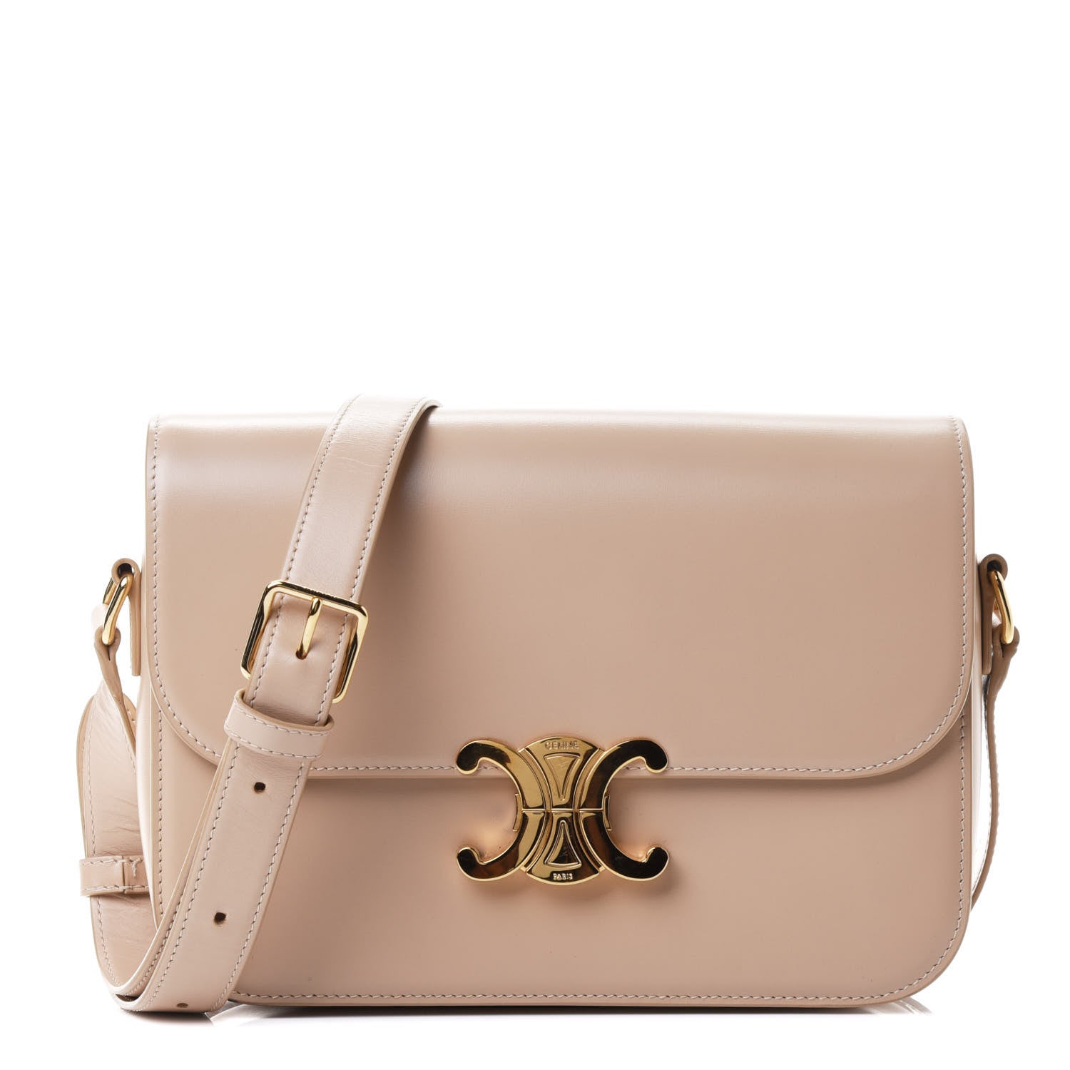 Celine Shiny Calfskin Medium Triomphe Nude 1 of 4