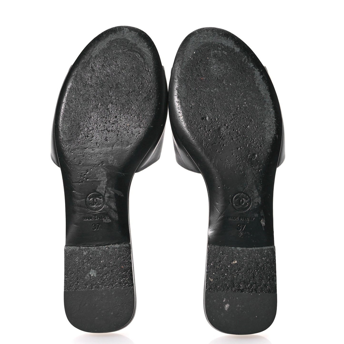 Lambskin Pearl CC Sandals 37 Black