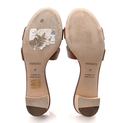 Hermes Calfskin Oasis Sandals 37 Gold 5 of 11