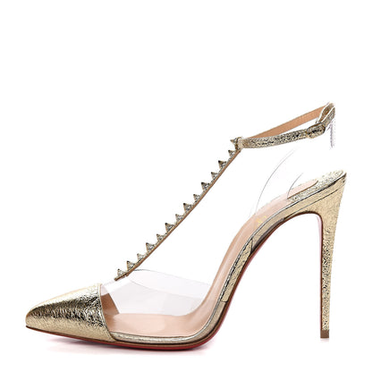 Christian Louboutin Metallic PVC Nosy Spikes 100 Pumps 38.5 Gold 1 of 8
