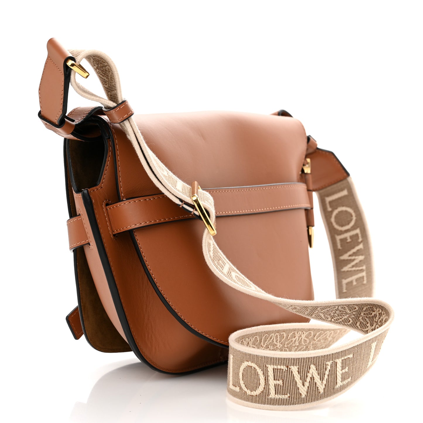 Calfskin Jacquard Small Gate Dual Bag Tan